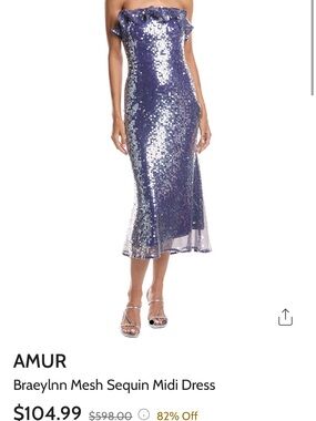 AMUR Braeylnn Mesh Sequin Midi Dress